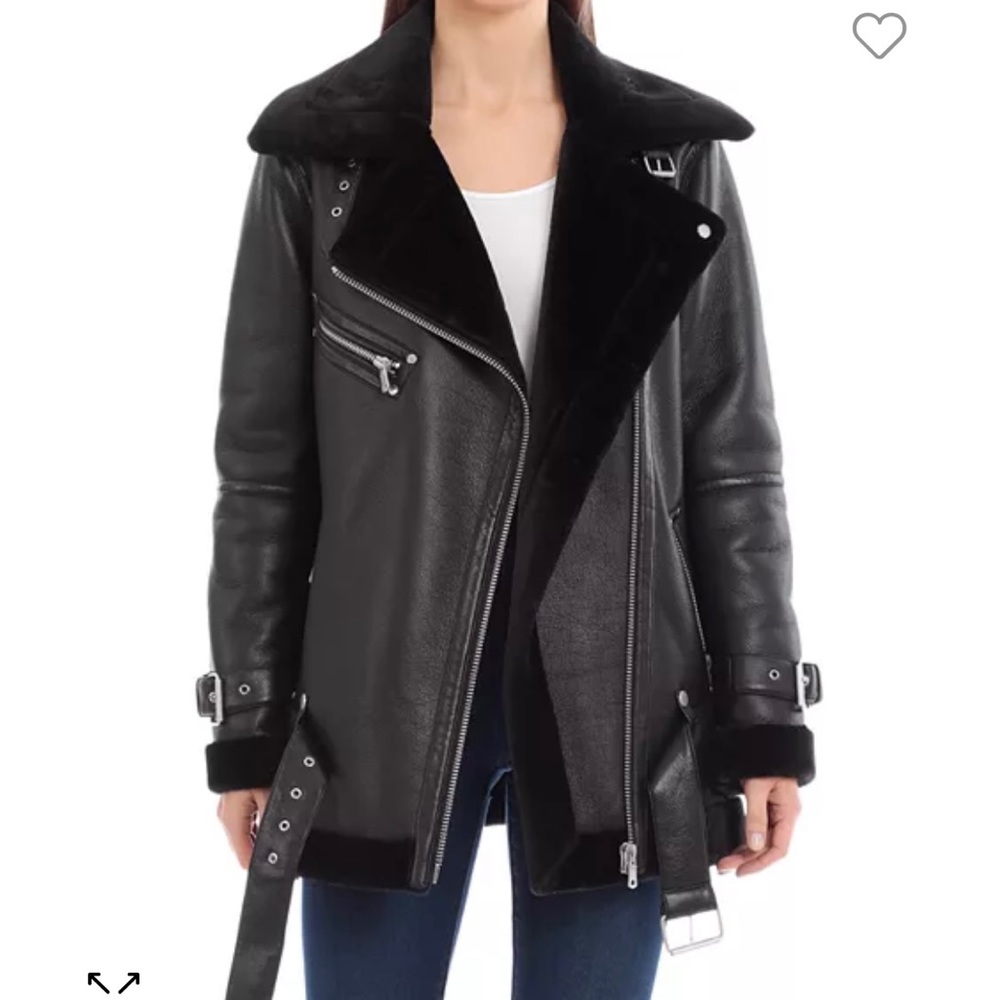 Avec Les Filles Oversized Faux Shearling Biker Jacket